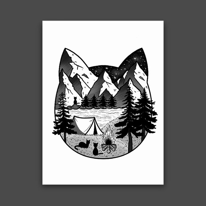 Camping Cat Print