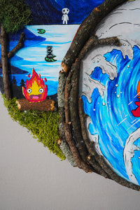 Yin Yang Studio Ghibli Mixed Media Original Painting