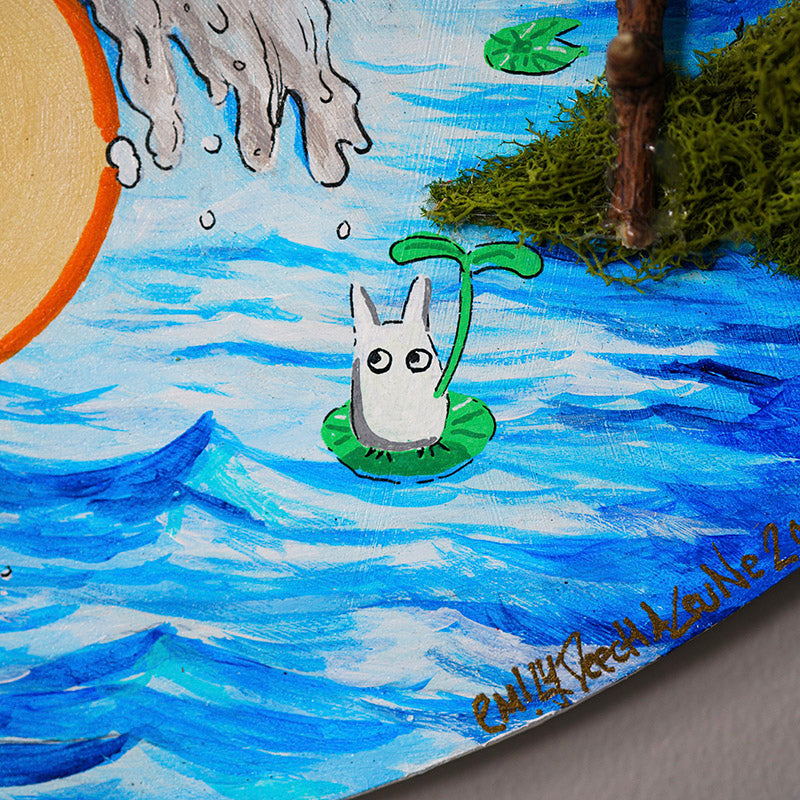 Yin Yang Studio Ghibli Mixed Media Original Painting