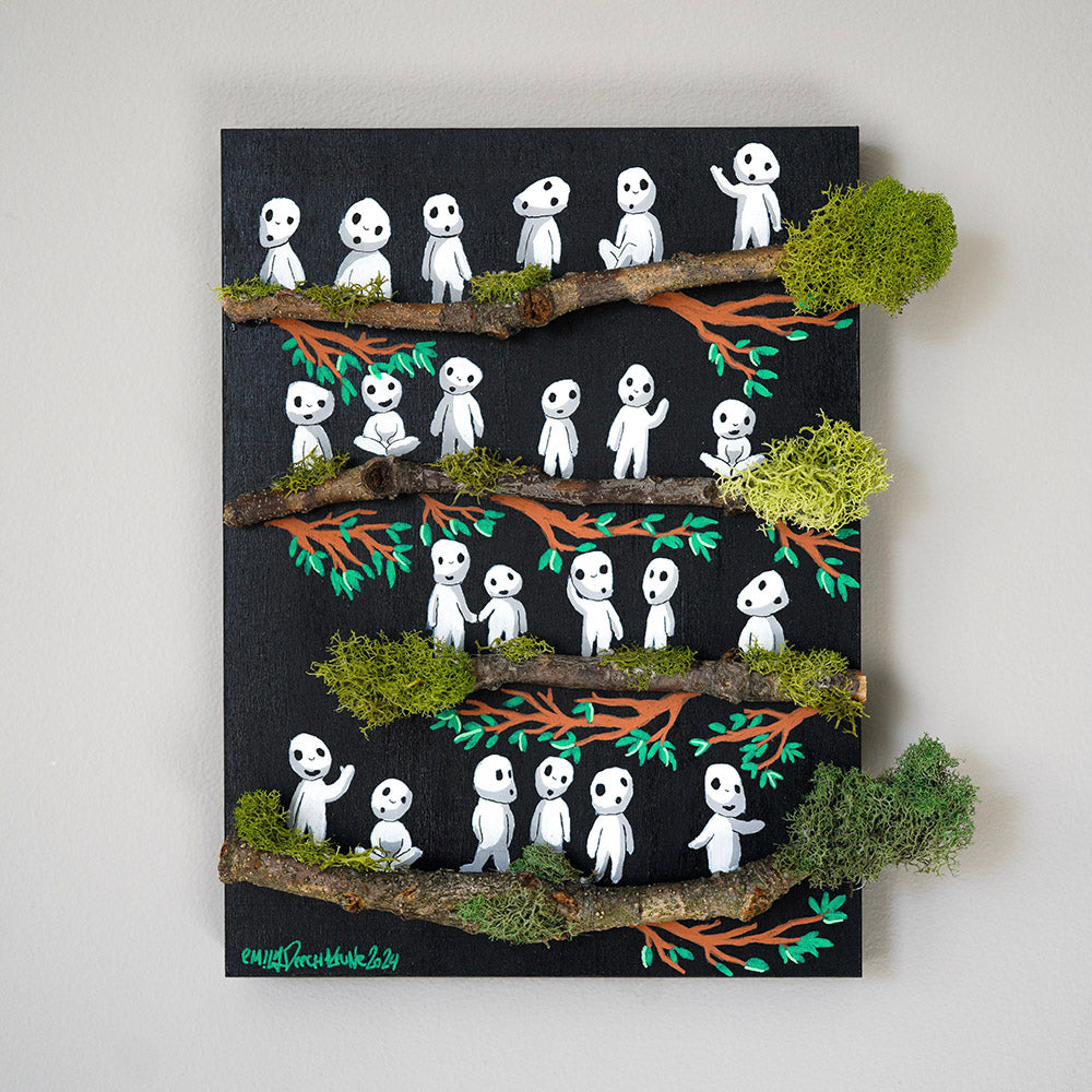 Kodama Tree Spirits Mixed Media Original Painting