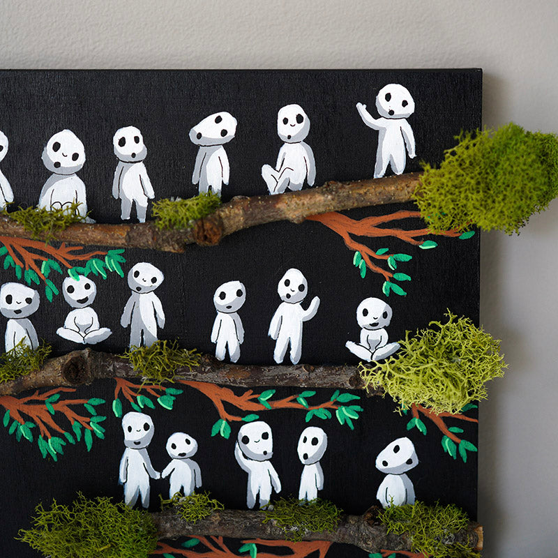 Kodama Tree Spirits Mixed Media Original Painting