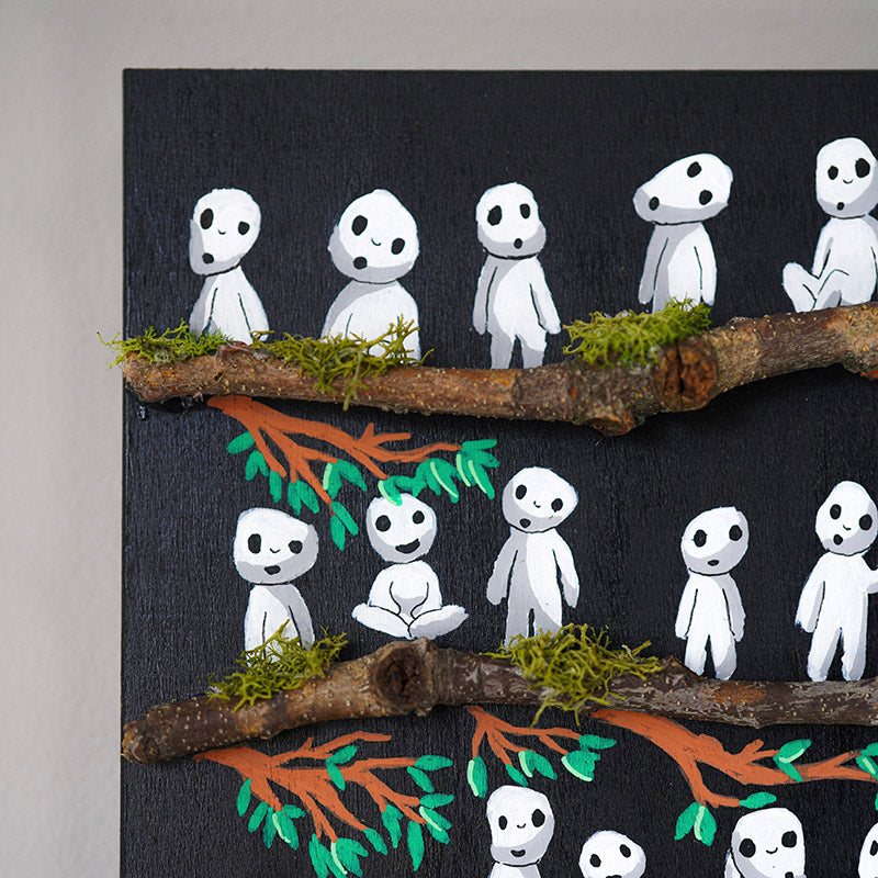 Kodama Tree Spirits Mixed Media Original Painting