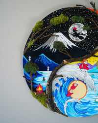 Yin Yang Studio Ghibli Mixed Media Original Painting