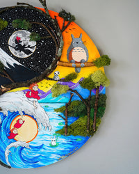 Yin Yang Studio Ghibli Mixed Media Original Painting