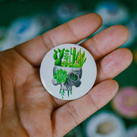 Succulent Skull Pin Back Button