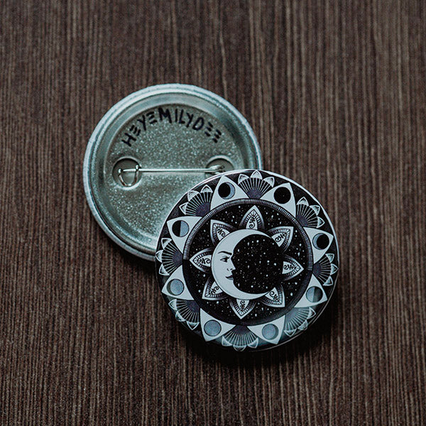 Moon Beams Pin Back Button