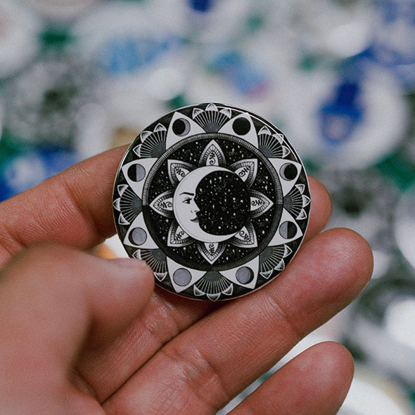 Moon Beams Pin Back Button