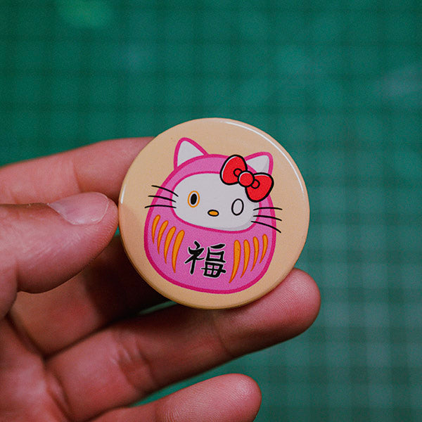 Daruma Lucky Cats Pin Back Button Set