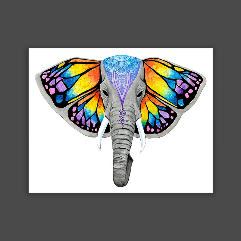 Elephant Butterfly Print