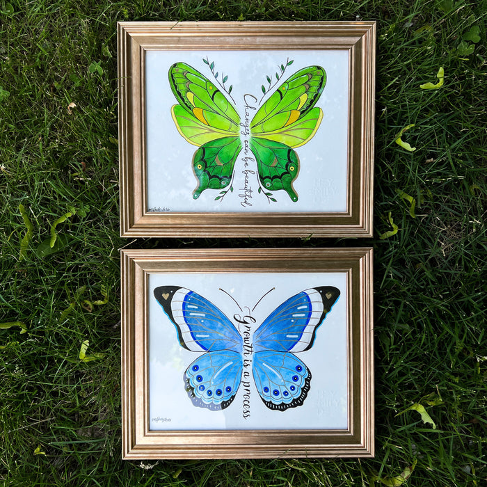 Original Butterfly Watercolor (Set of 2 Framed Paintings)