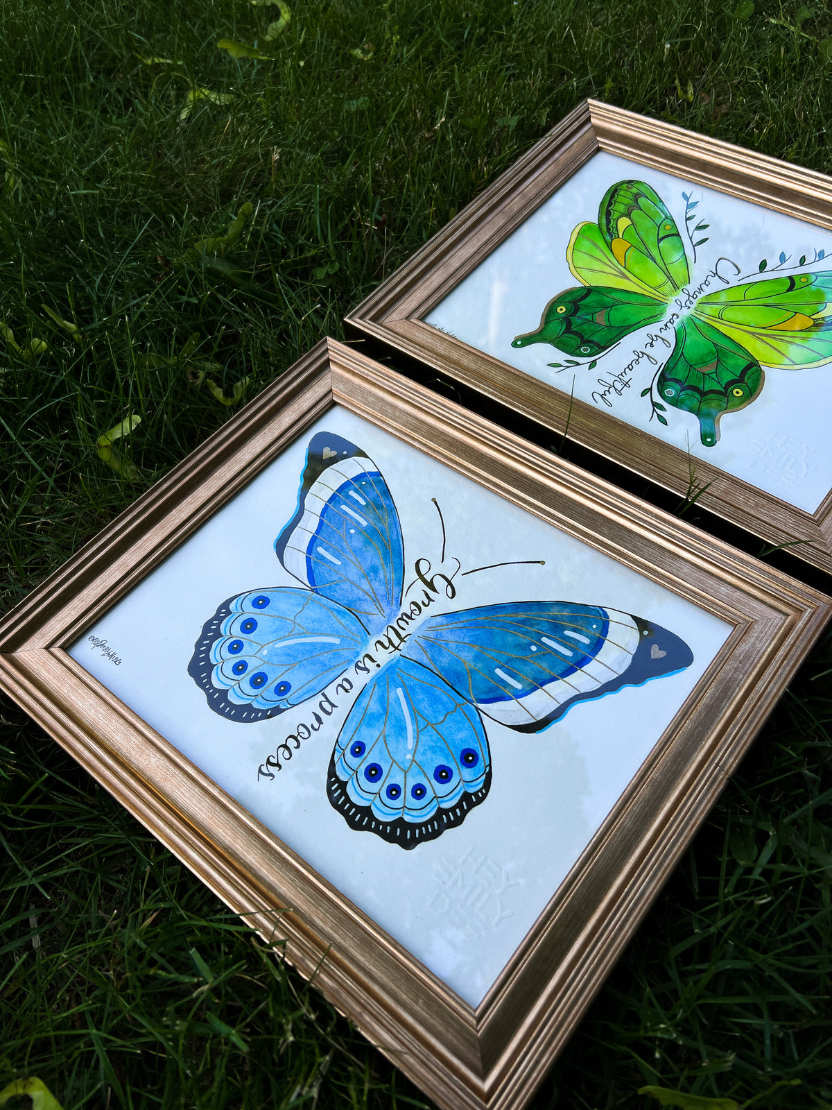 Original Butterfly Watercolor (Set of 2 Framed Paintings)