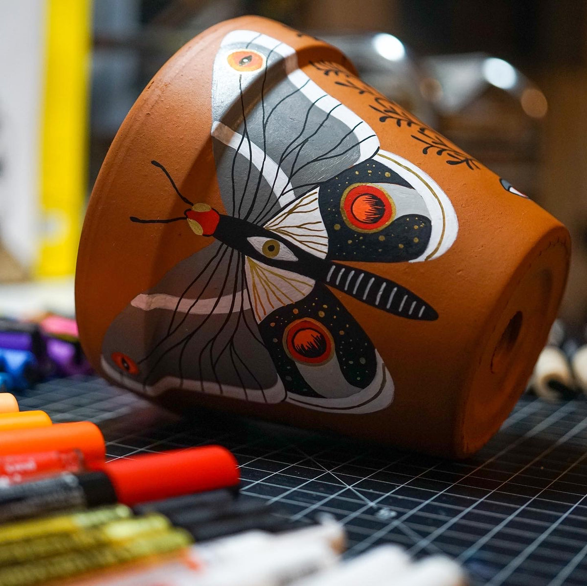 Butterfly Hand Painted Clay Pot