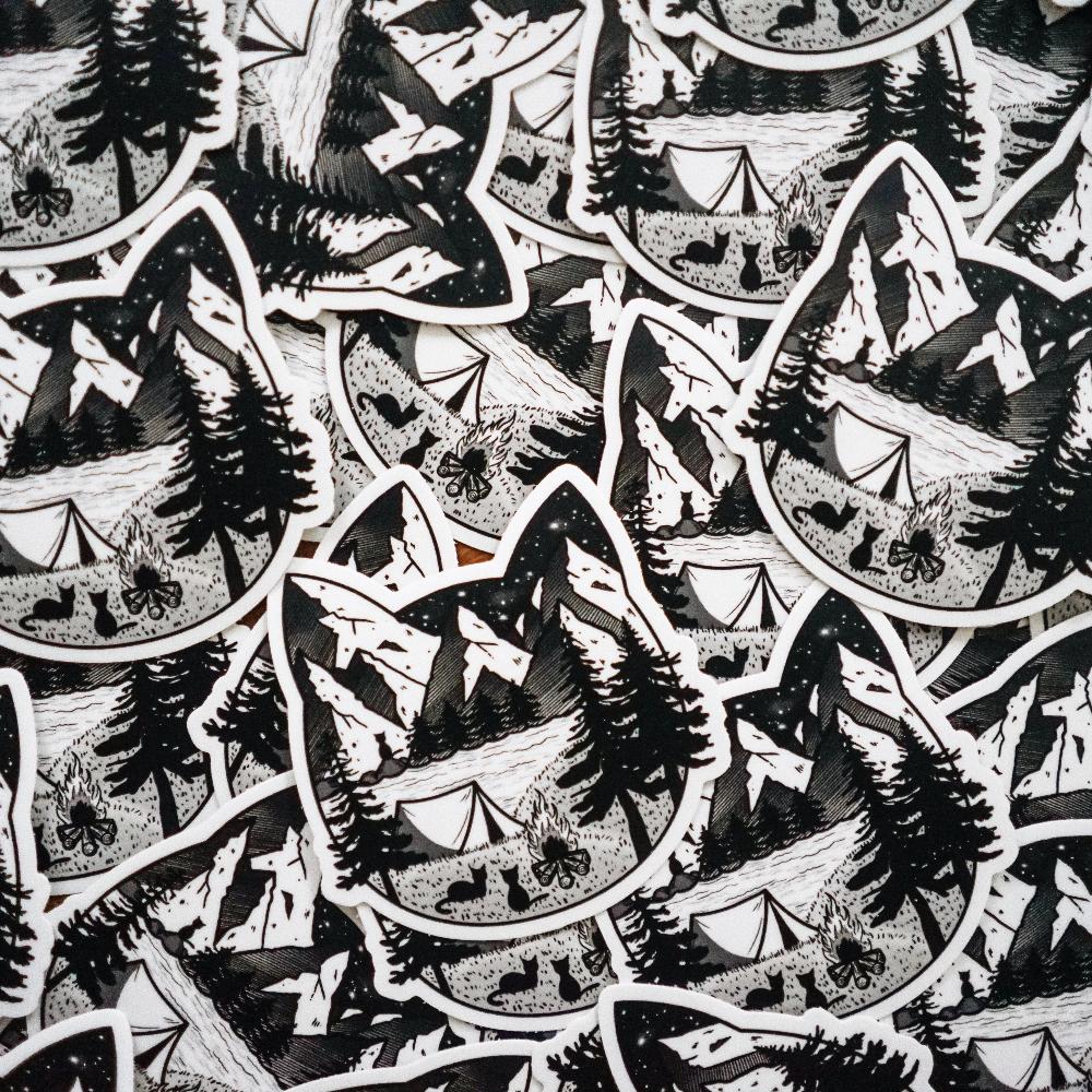 Camping Cat Sticker