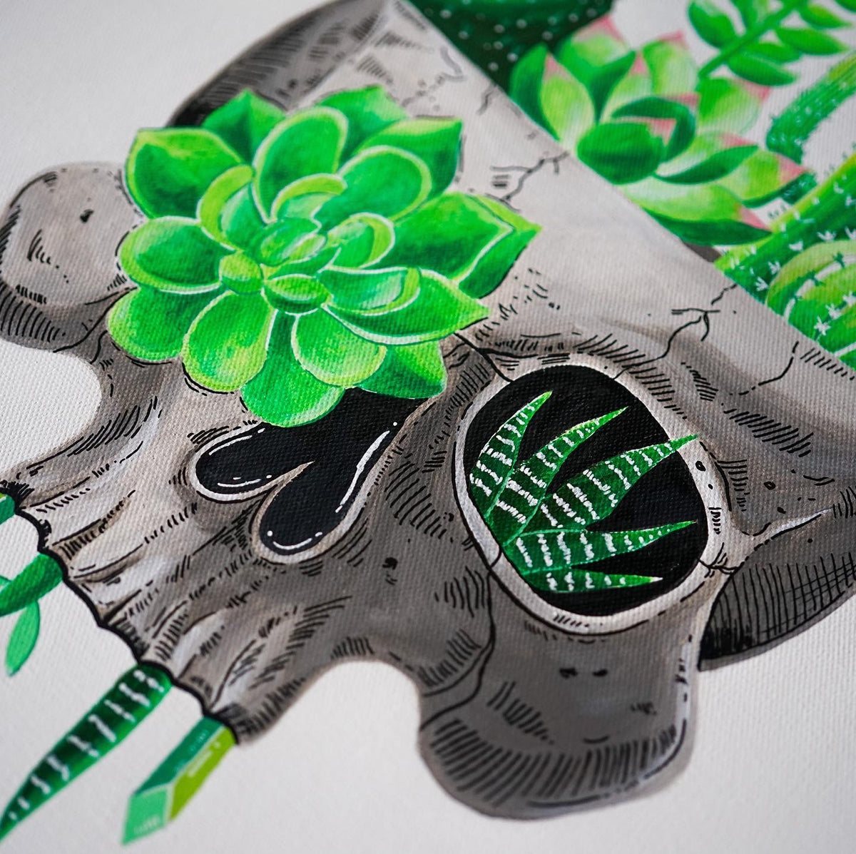 Succulent Skull Original Painting