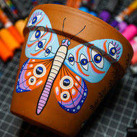 Butterfly Hand Painted Clay Pot