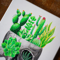 Succulent Skull Original Painting