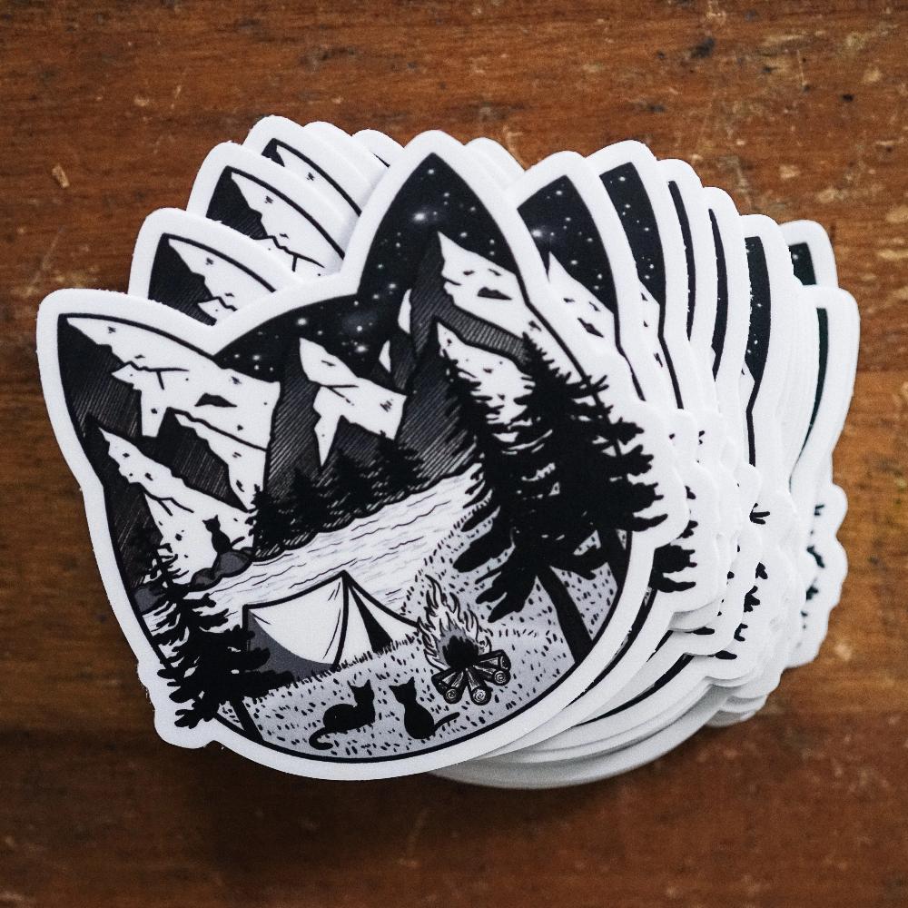 Camping Cat Sticker