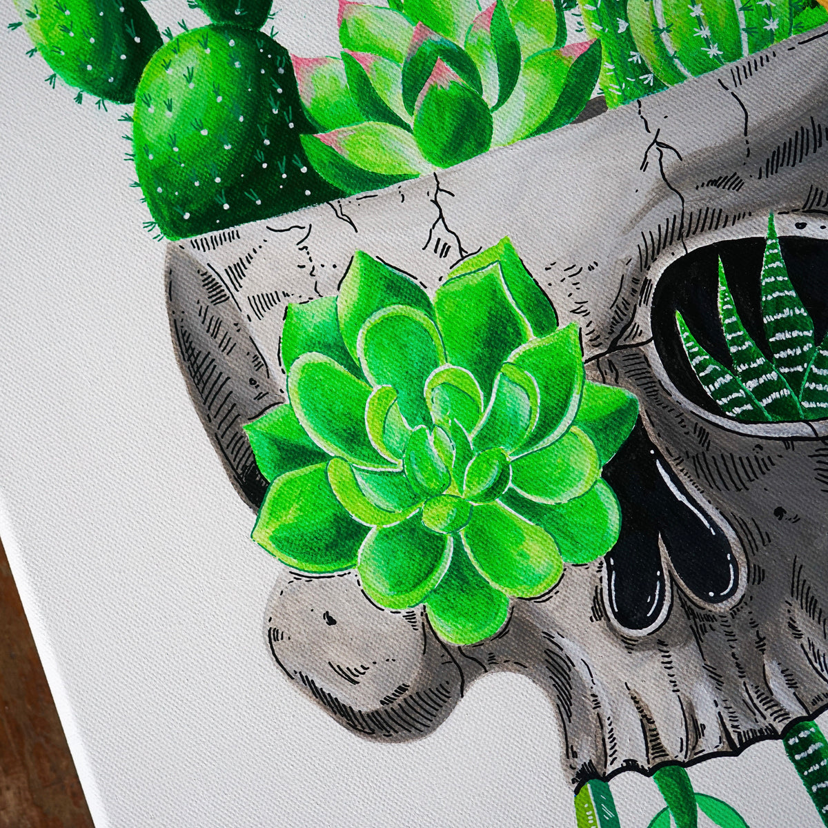 Succulent Skull Original Painting