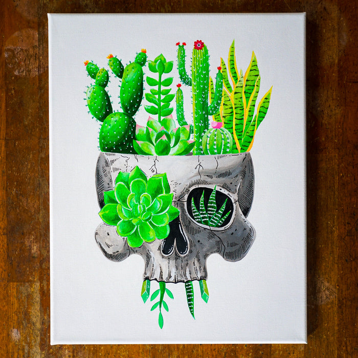 Succulent Skull Original Painting