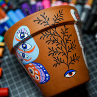 Butterfly Hand Painted Clay Pot