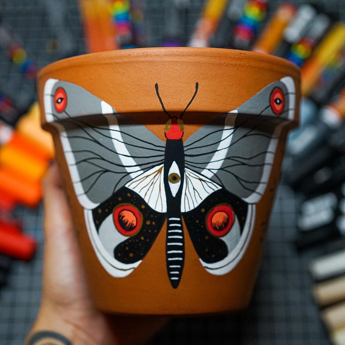 Butterfly Hand Painted Clay Pot