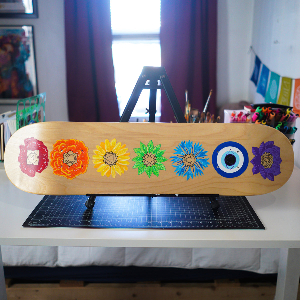 Chakras Custom Skateboard