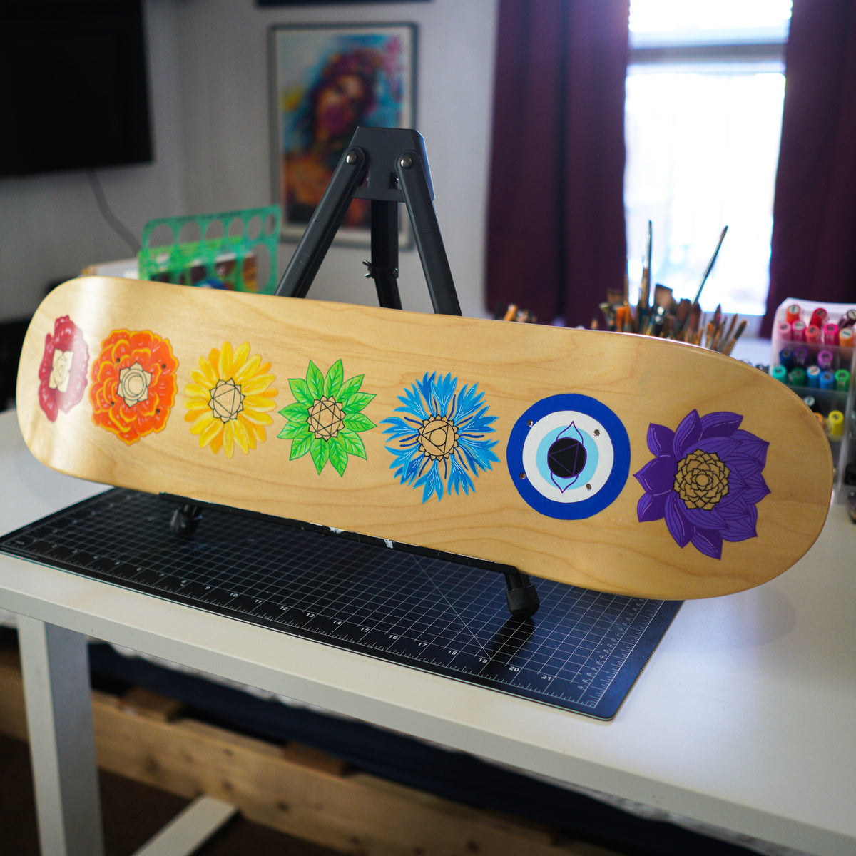 Chakras Custom Skateboard