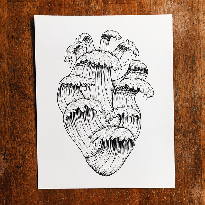Wave Heart Original Drawing