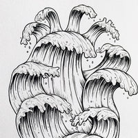 Wave Heart Original Drawing