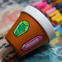 Crystals Hand Painted Clay Pot
