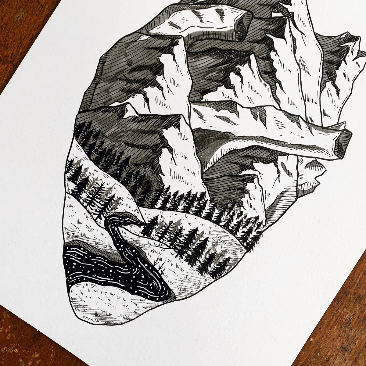 Mountain Heart Original Drawing