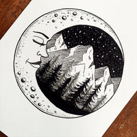 Moon Mountain Original Drawing