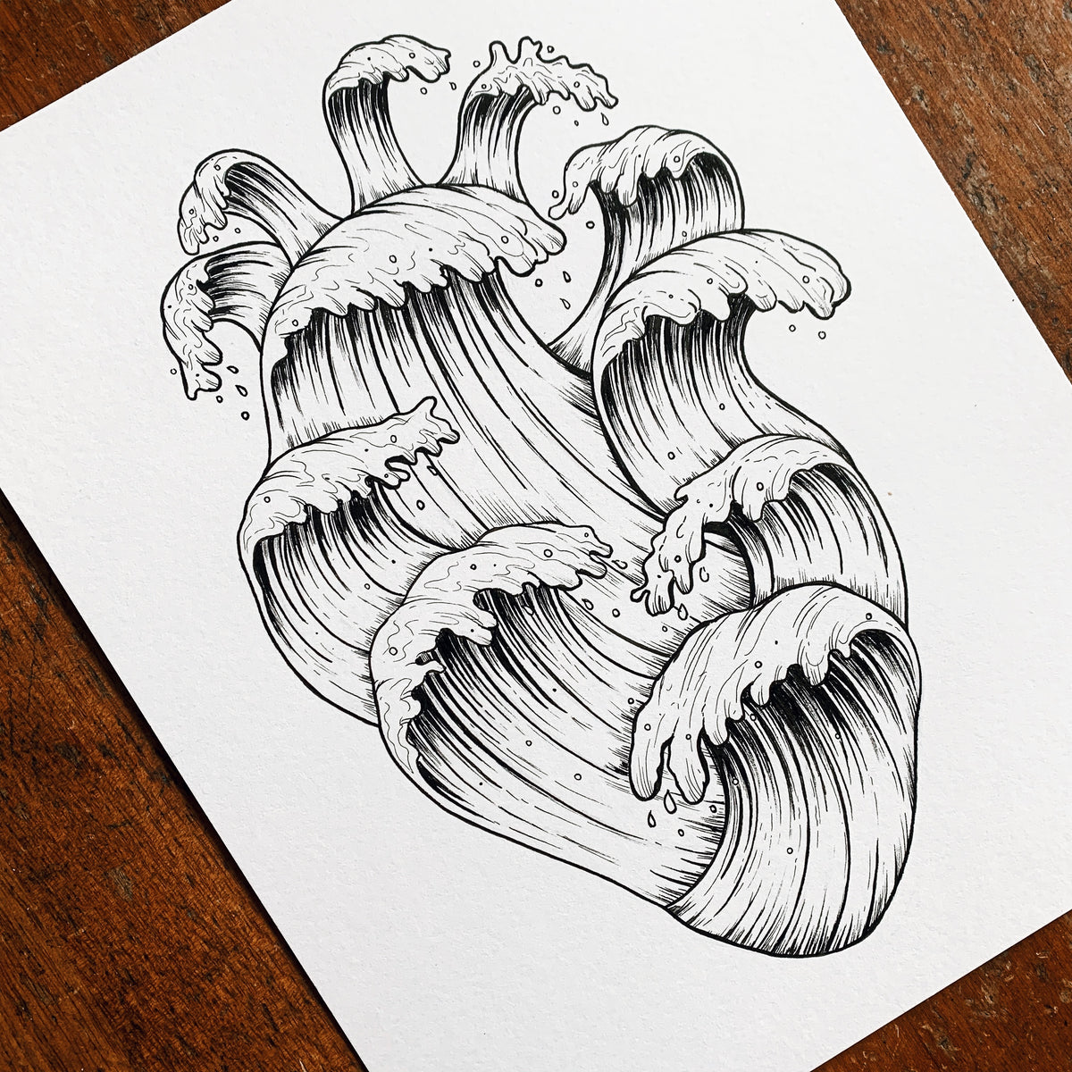 Wave Heart Original Drawing