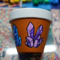 Crystals Hand Painted Clay Pot