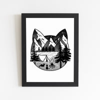 Camping Cat Print
