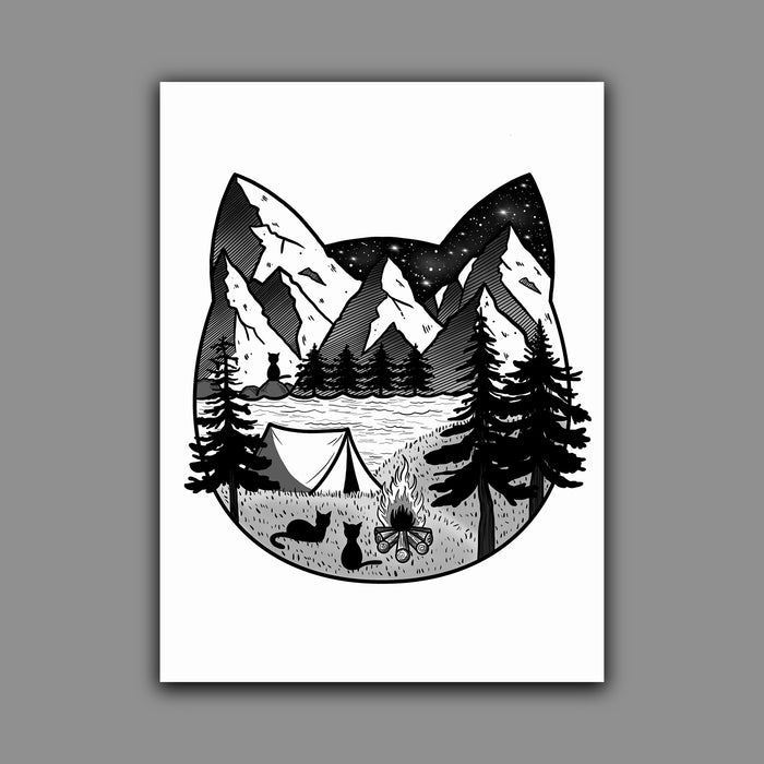 Camping Cat Print
