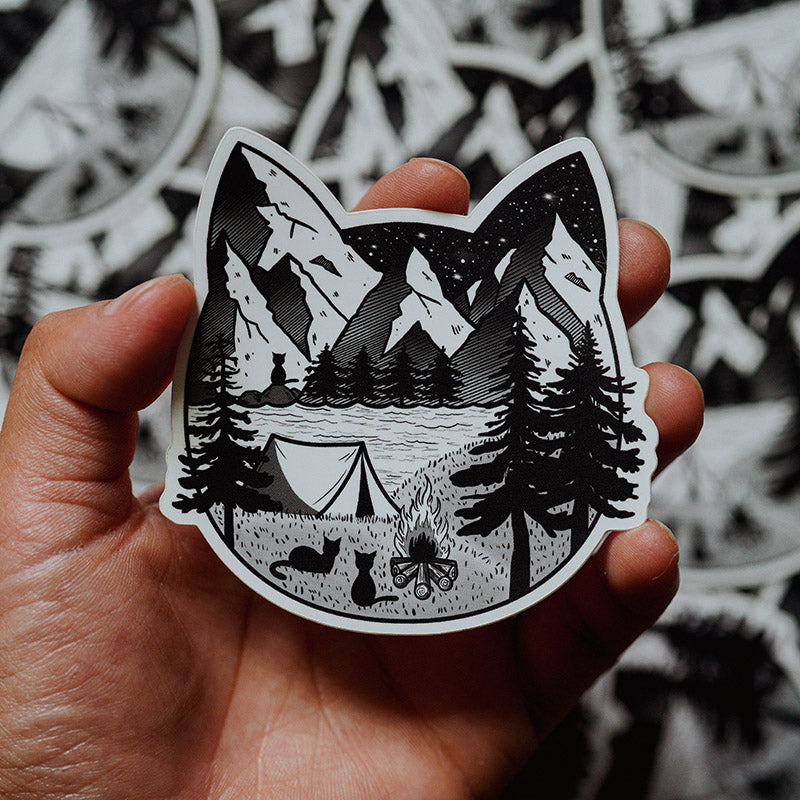 Camping Cat Sticker