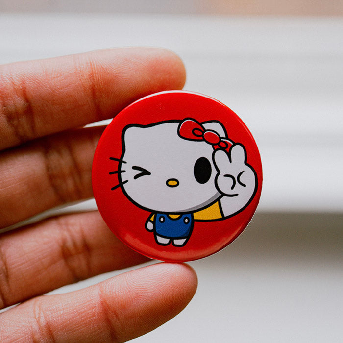 Hello Kitty Peace Pinback Button