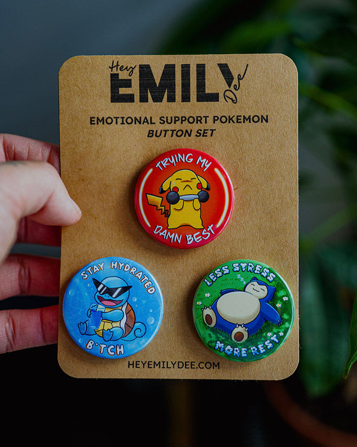 Emotional Support Pokémon Pin Back Button Set