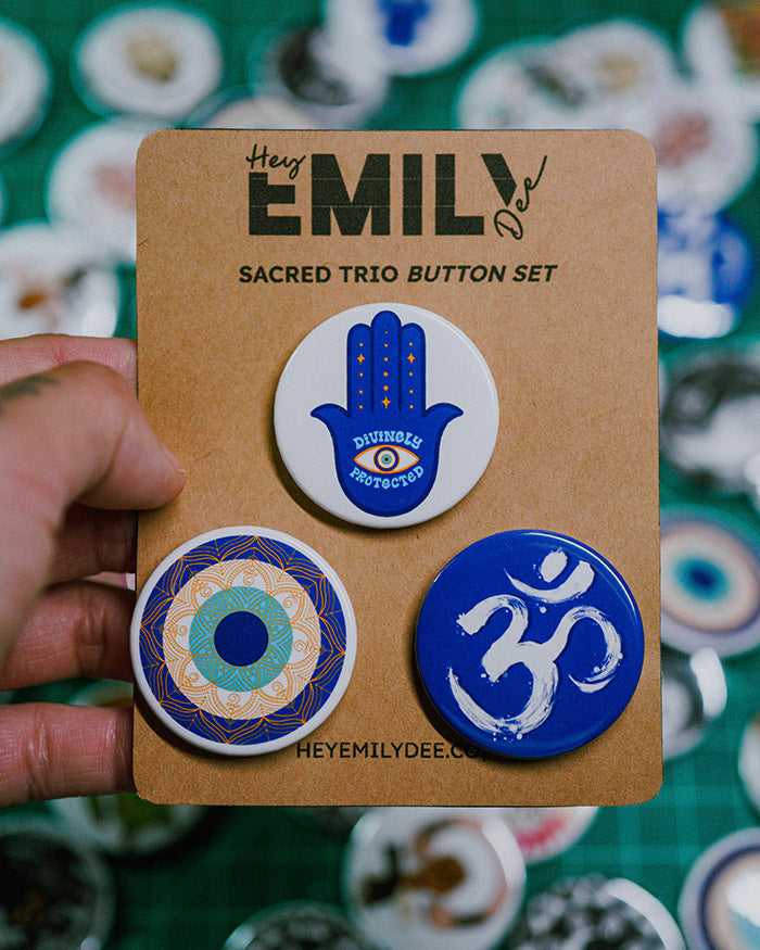 Sacred Trio Pin Back Button Set