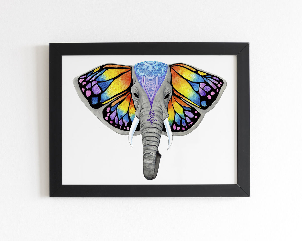 Elephant Butterfly Print