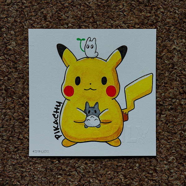 Pikachu x Totoro Original Drawing