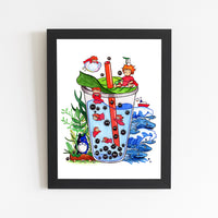 Ponyo x My Neighbor Totoro Boba Tea Print