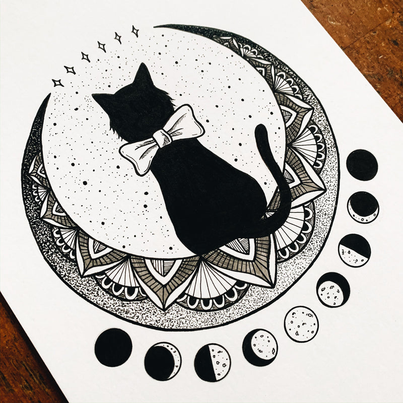 Moon Cat Original Drawing