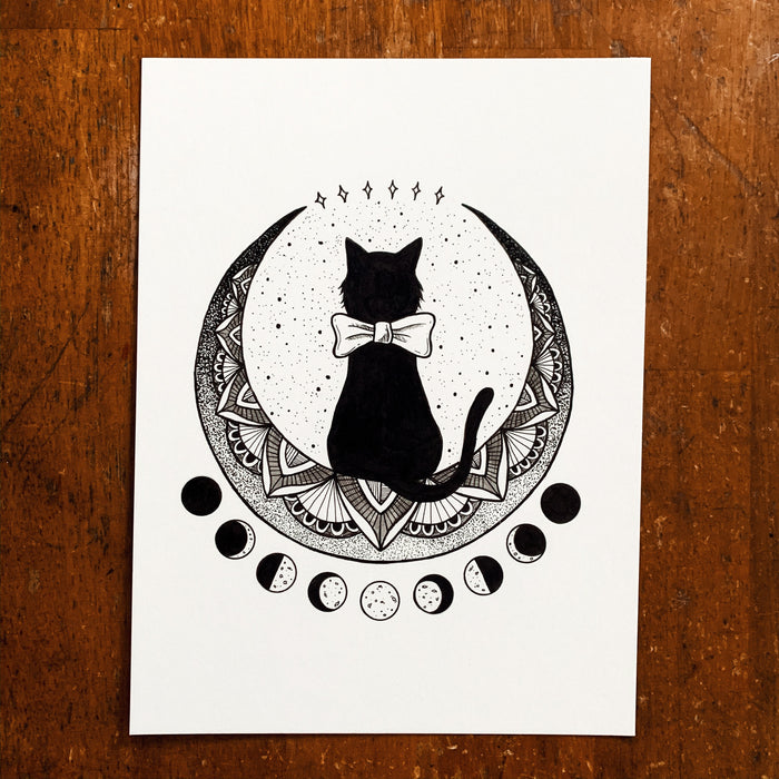 Moon Cat Original Drawing