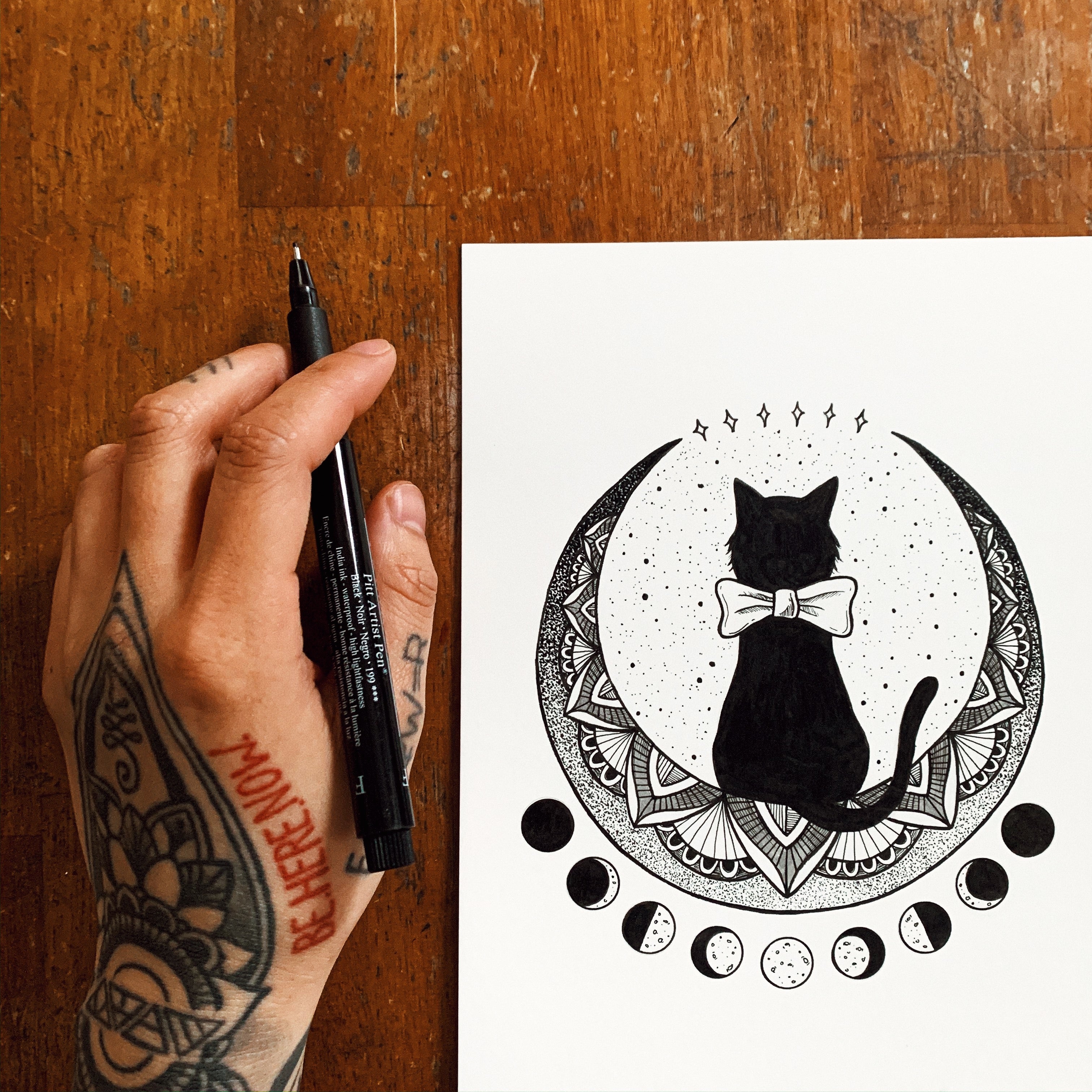 Crescent moon cat tattoo by Jess at Voodoo Lounge Tattoo Studio Carlisle UK  : r/tattoos