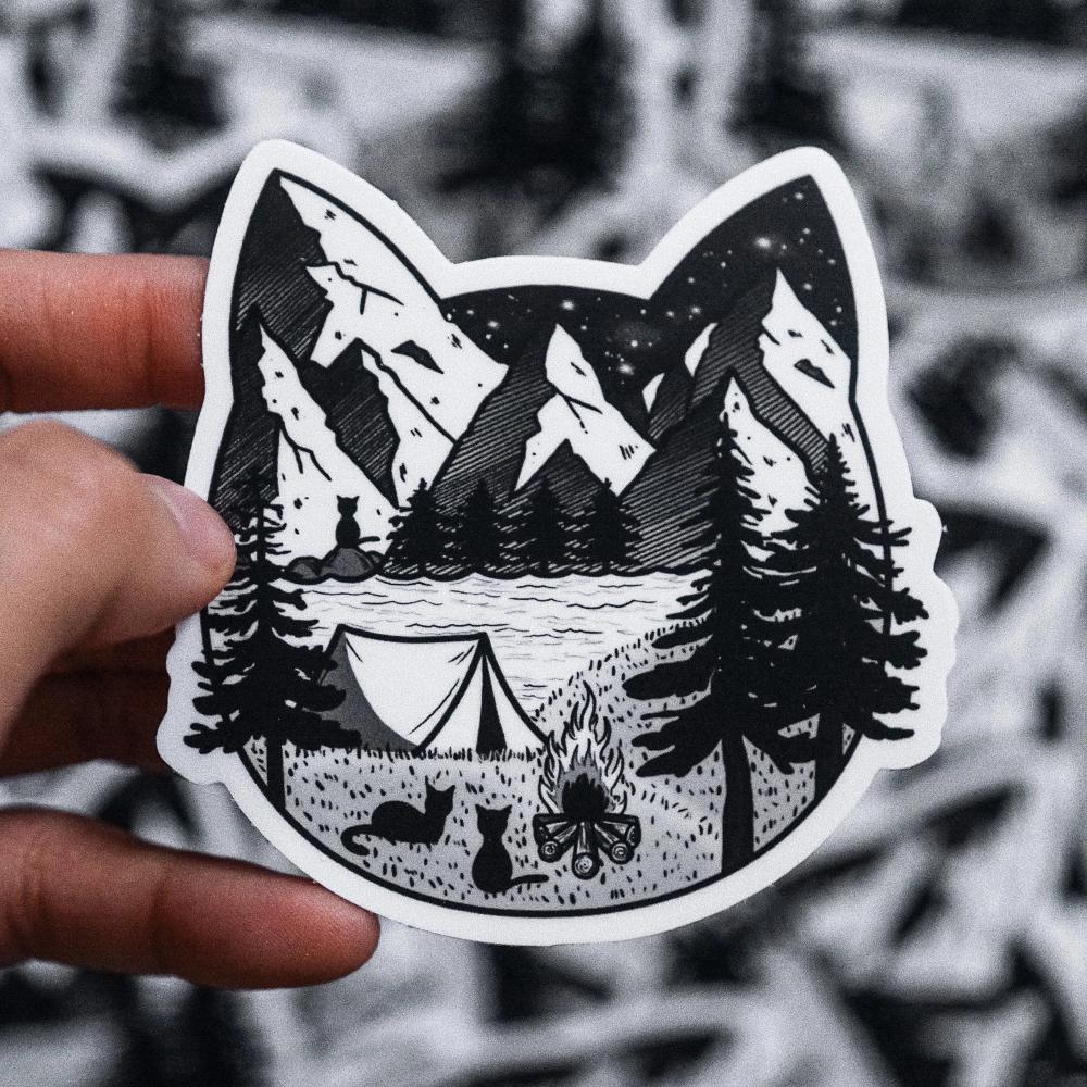Camping Cat Sticker