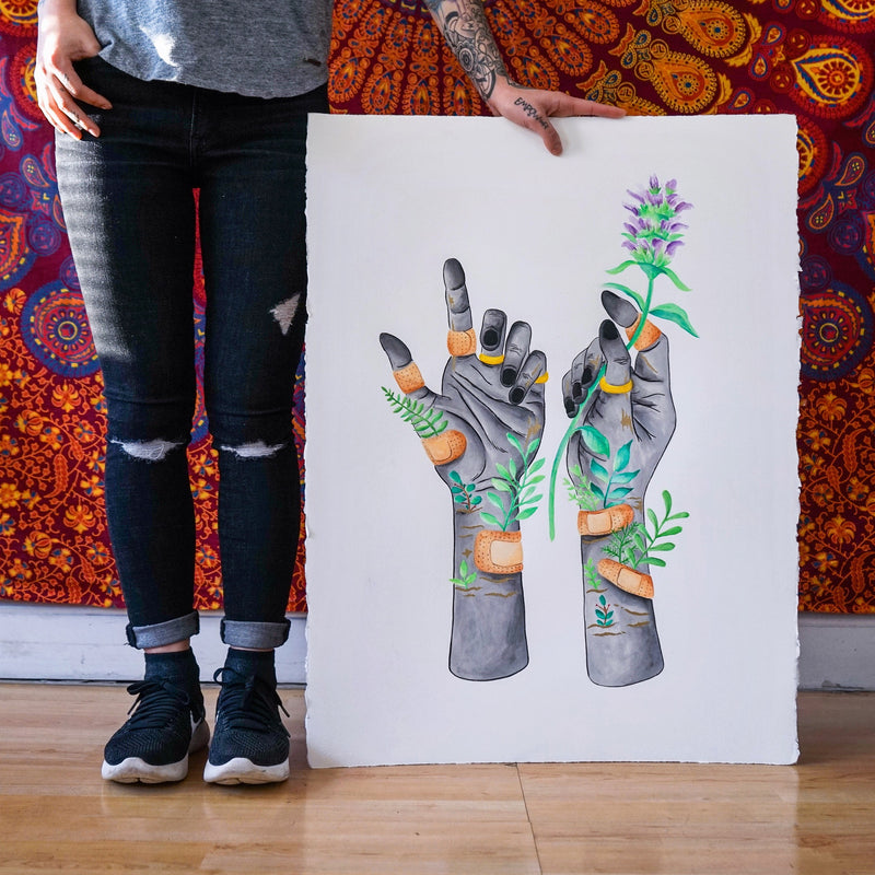 Healing Hands Original Watercolor Painting