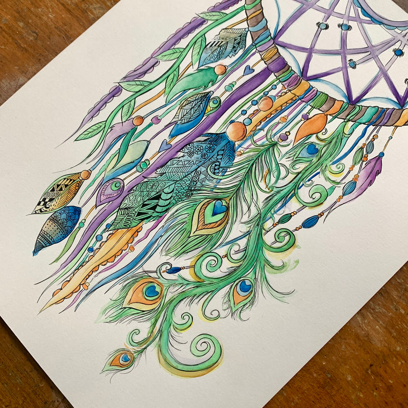 Peacock Original Watercolor Drawing