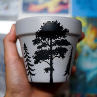 “Among the Trees” Hand Painted Clay Pot